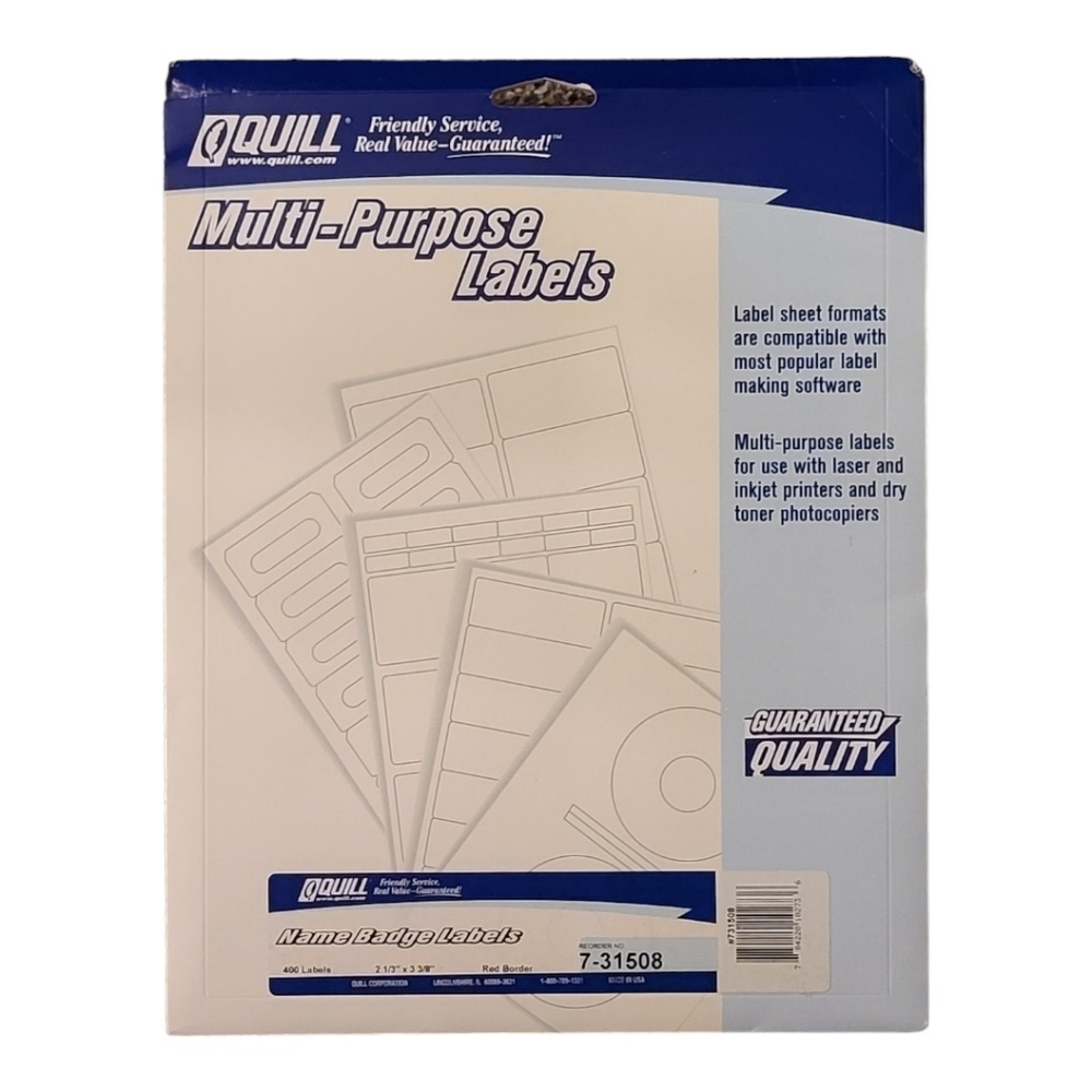Quill Self Adhesive Name Badge Labels (320 Labels)